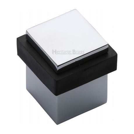 Heritage Brass Door Furniture Polished Chrome / Floor Door Stop Heritage Brass - Door Stop Square Floor Mounted Design Polished Chrome Finish
