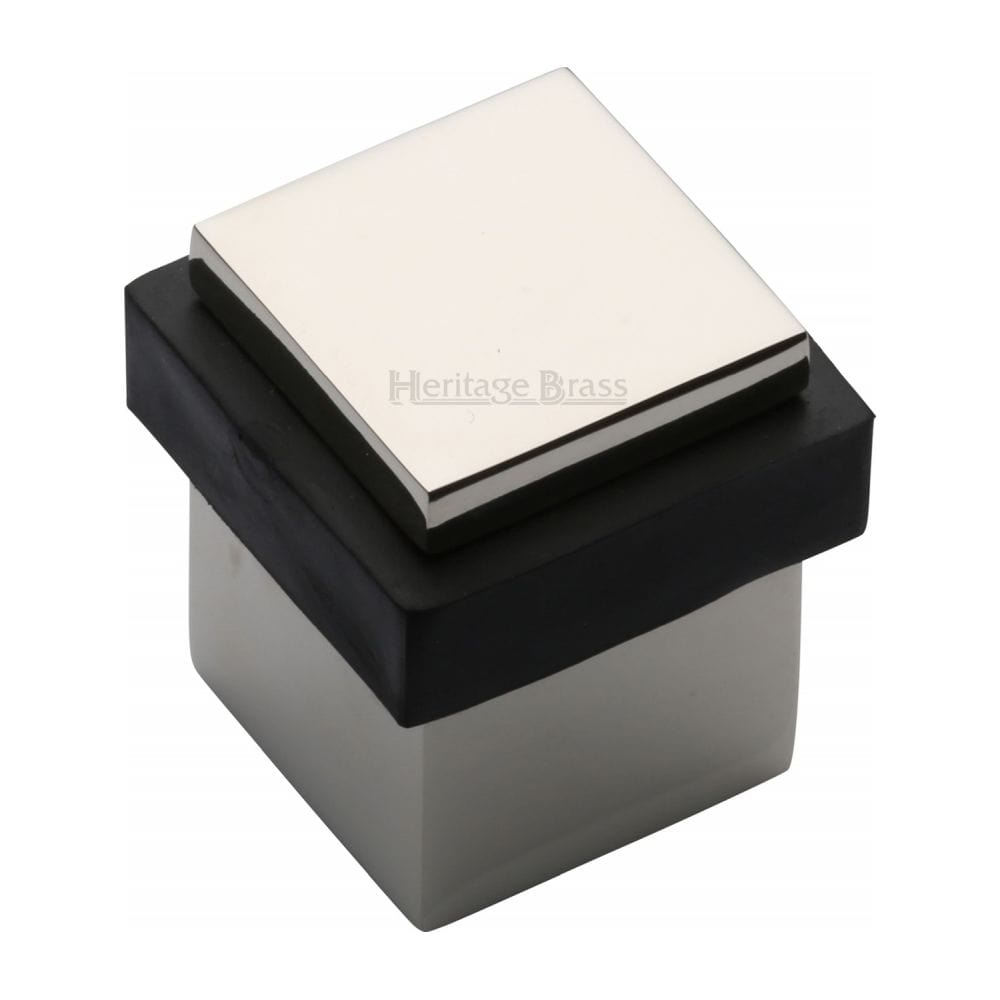 Heritage Brass Door Furniture Polished Nickel / Floor Door Stop Heritage Brass - Door Stop Square Floor Mounted Design Polished Nickel Finish