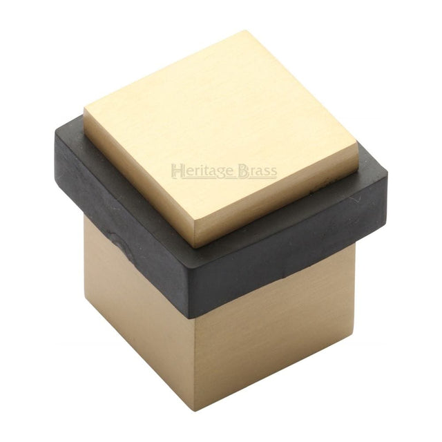 Heritage Brass Door Furniture Satin Brass / Floor Door Stop Heritage Brass - Door Stop Square Floor Mounted Design Satin Brass Finish