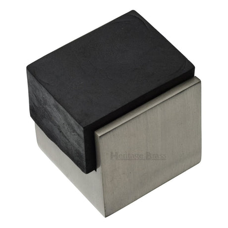 Heritage Brass Door Furniture Satin Nickel / Floor Door Stop Heritage Brass - Door Stop Square Floor Mounted Design Satin Nickel Finish