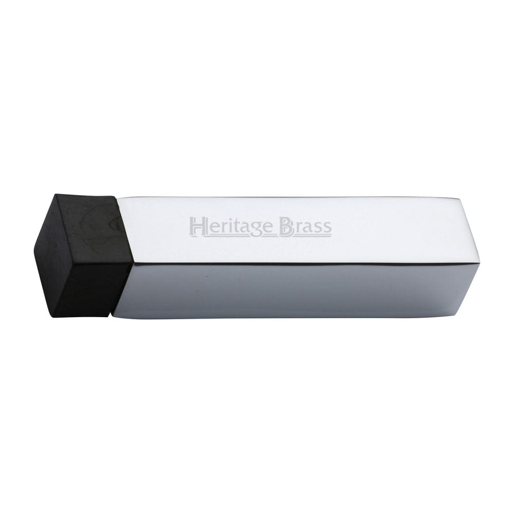 Heritage Brass Door Furniture Polished Chrome / Projection Door Stop Heritage Brass - Door Stop Square Wall Mounted Design Polished Chrome Finish