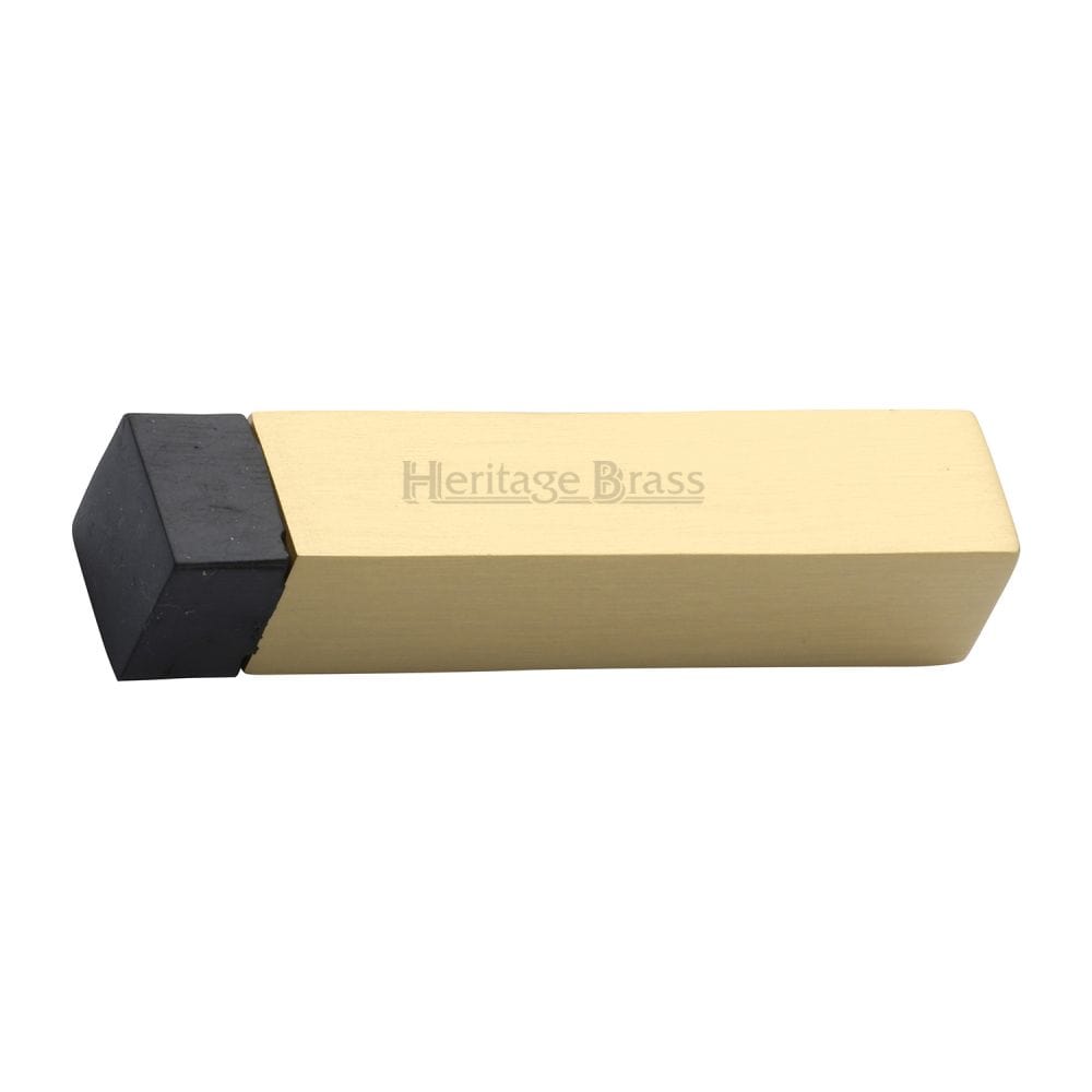 Heritage Brass Door Furniture Satin Brass / Projection Door Stop Heritage Brass - Door Stop Square Wall Mounted Design Satin Brass Finish