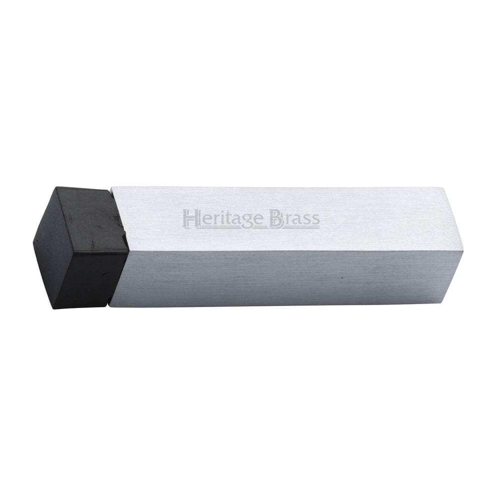 Heritage Brass Door Furniture Satin Chrome / Projection Door Stop Heritage Brass - Door Stop Square Wall Mounted Design Satin Chrome Finish