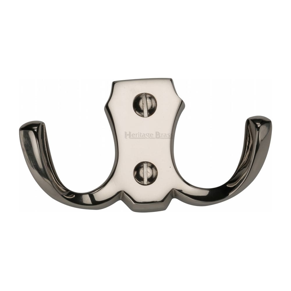 Heritage Brass Accessories Polished Nickel / Double Coat Hooks Heritage Brass - Double Coat Hook Polished Nickel Finish