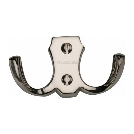 Heritage Brass Accessories Polished Nickel / Double Coat Hooks Heritage Brass - Double Coat Hook Polished Nickel Finish