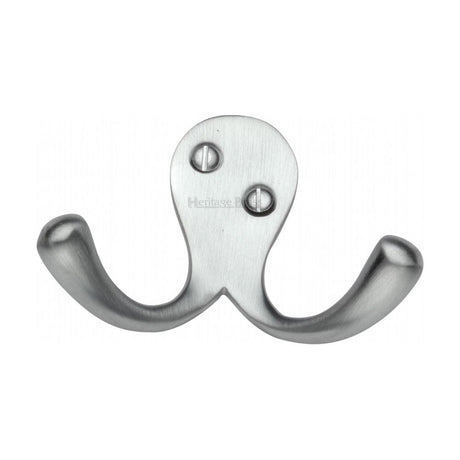 Heritage Brass Accessories Satin Chrome / Double Coat Hooks Heritage Brass - Double Coat Hook Satin Chrome Finish