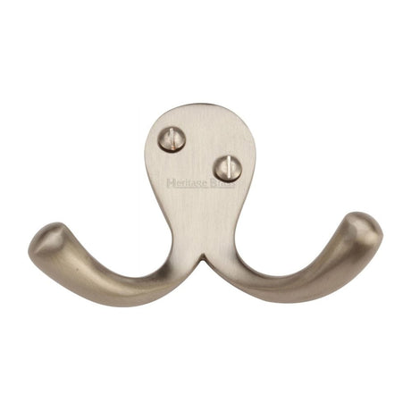 Heritage Brass Accessories Satin Nickel / Double Coat Hooks Heritage Brass - Double Coat Hook Satin Nickel Finish