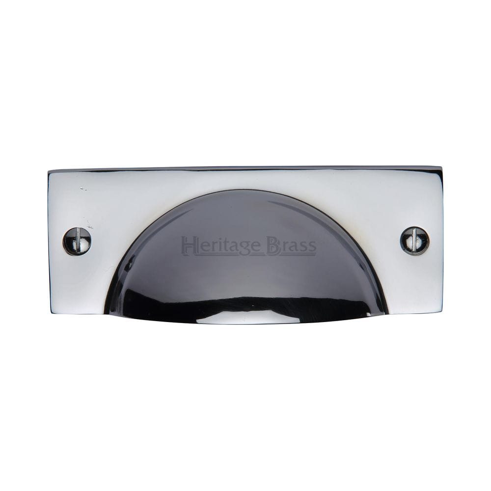 Heritage Brass Cabinet Hardware Polished Chrome / Cabinet Cup Pulls Heritage Brass - Drawer Cup Pull Cheshire Design Polished Chrome Finish