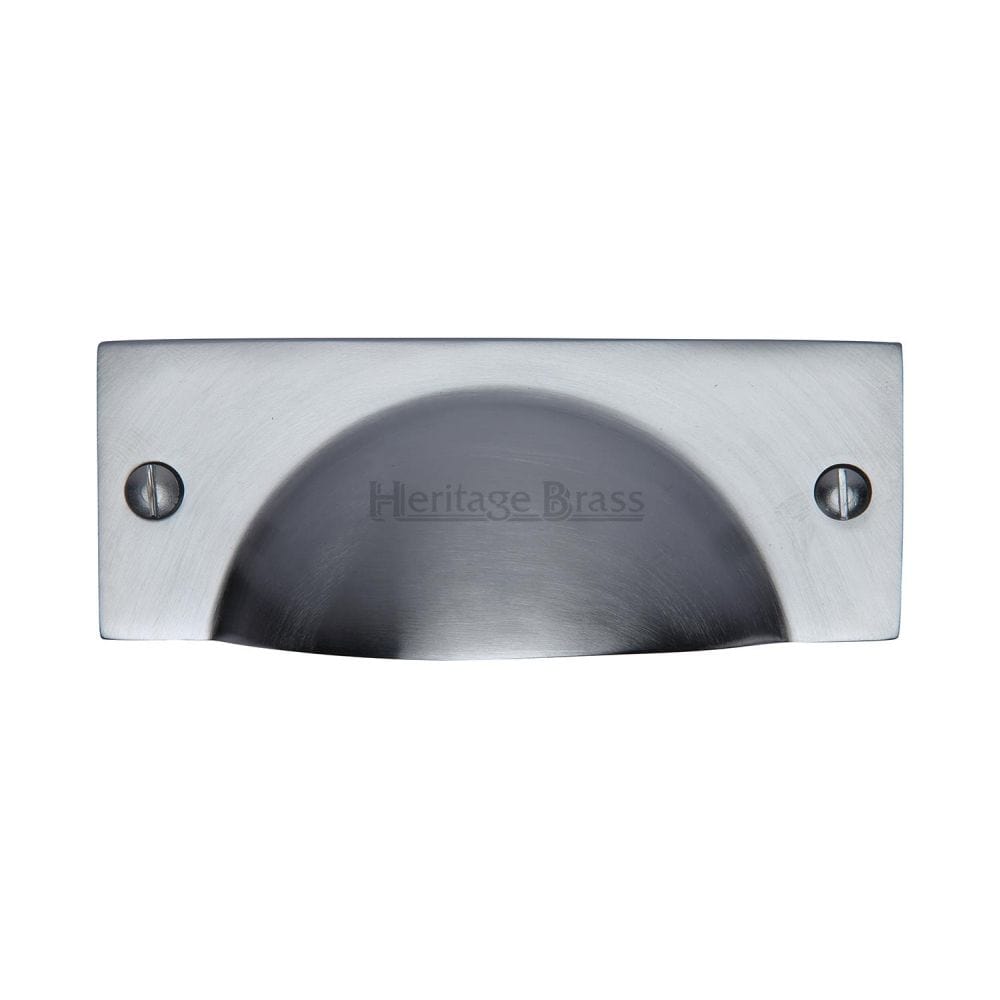 Heritage Brass Cabinet Hardware Satin Chrome / Cabinet Cup Pulls Heritage Brass - Drawer Cup Pull Cheshire Design Satin Chrome Finish
