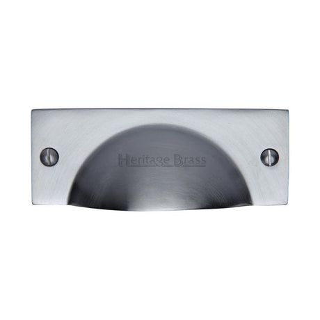 Heritage Brass Cabinet Hardware Satin Chrome / Cabinet Cup Pulls Heritage Brass - Drawer Cup Pull Cheshire Design Satin Chrome Finish