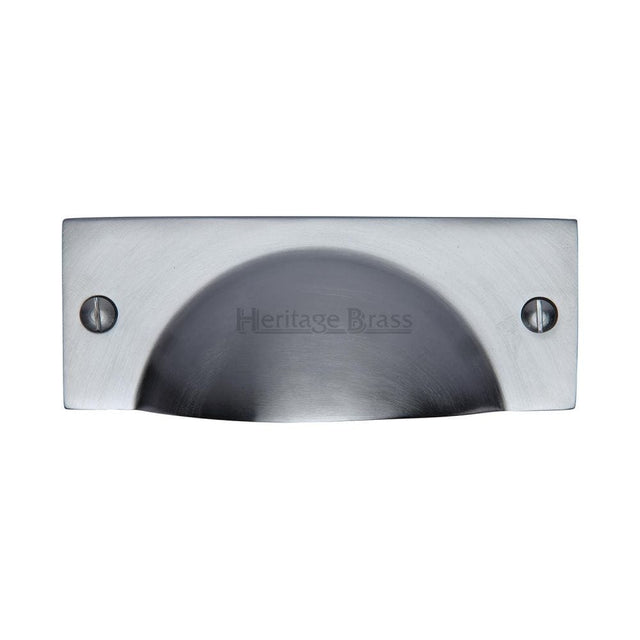 Heritage Brass Cabinet Hardware Satin Chrome / Cabinet Cup Pulls Heritage Brass - Drawer Cup Pull Cheshire Design Satin Chrome Finish