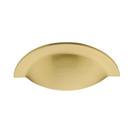 Heritage Brass Cabinet Hardware Satin Brass / Cabinet Cup Pulls / 57mm c/c Heritage Brass - Drawer Cup Pull Crescent Design Satin Brass Finish