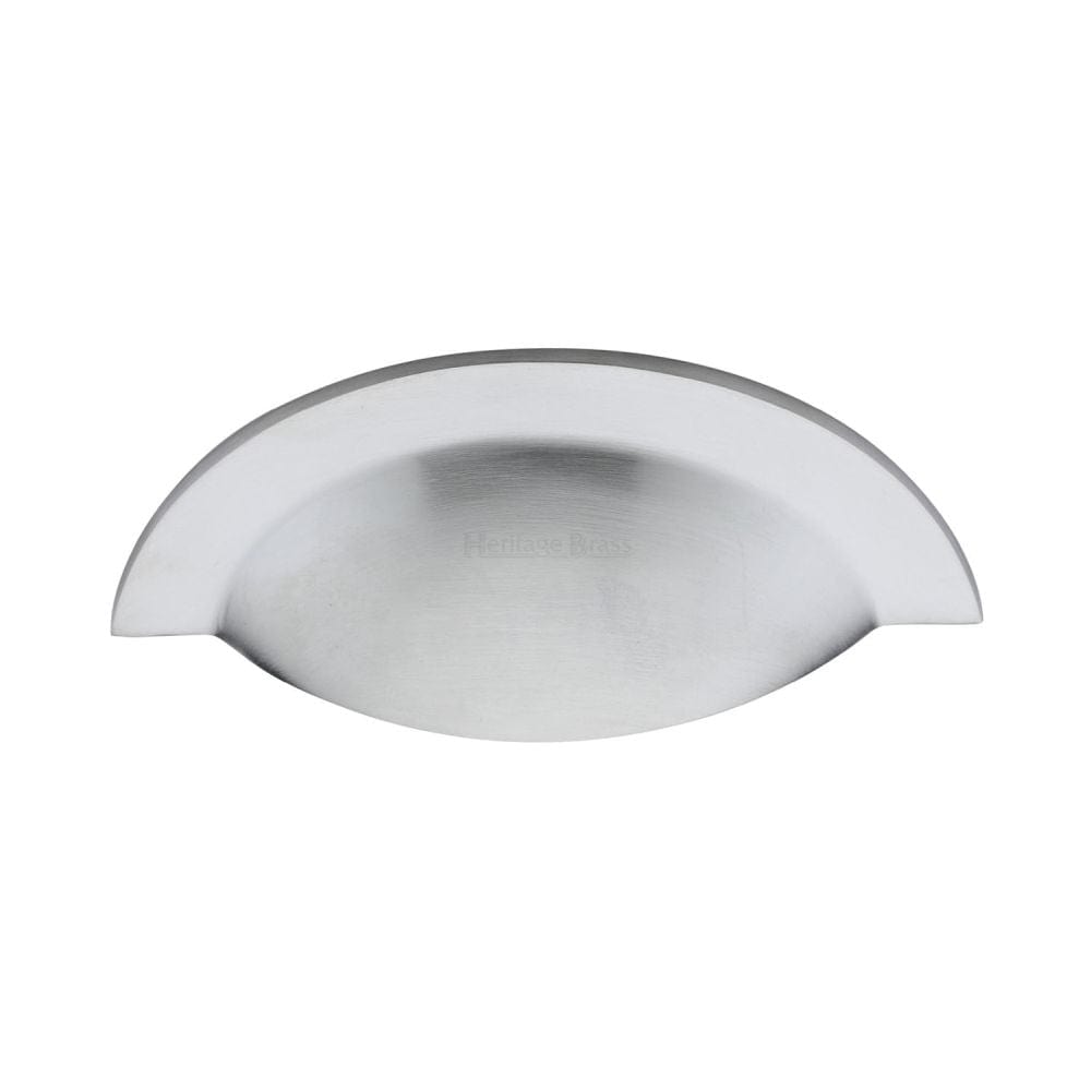 Heritage Brass Cabinet Hardware Satin Chrome / Cabinet Cup Pulls / 57mm c/c Heritage Brass - Drawer Cup Pull Crescent Design Satin Chrome Finish