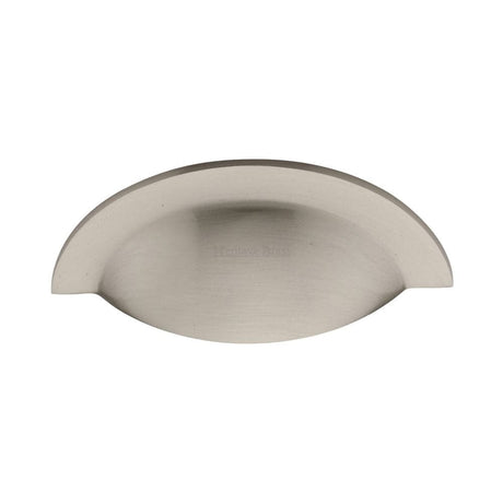 Heritage Brass Cabinet Hardware Satin Nickel / Cabinet Cup Pulls / 57mm c/c Heritage Brass - Drawer Cup Pull Crescent Design Satin Nickel Finish