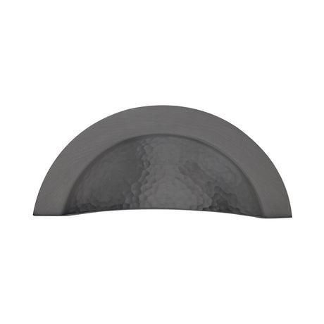 Heritage Brass Cabinet Hardware Matt Bronze / Cabinet Cup Pulls / 57mm c/c Heritage Brass - Drawer Cup Pull Crescent Hammered Design Matt Bronze finish