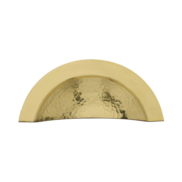 Heritage Brass Cabinet Hardware Polished Brass / Cabinet Cup Pulls / 57mm c/c Heritage Brass - Drawer Cup Pull Crescent Hammered Design Polished Brass finish
