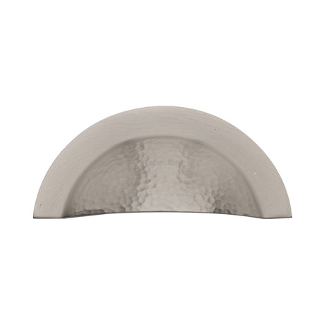 Heritage Brass Cabinet Hardware Satin Nickel / Cabinet Cup Pulls / 57mm c/c Heritage Brass - Drawer Cup Pull Crescent Hammered Design Satin Nickel finish