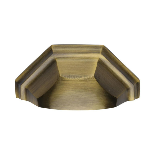 Heritage Brass Cabinet Hardware Antique Brass / Cabinet Cup Pulls / 89mm c/c Heritage Brass - Drawer Cup Pull Deco Design 89mm CTC Antique Brass Finish