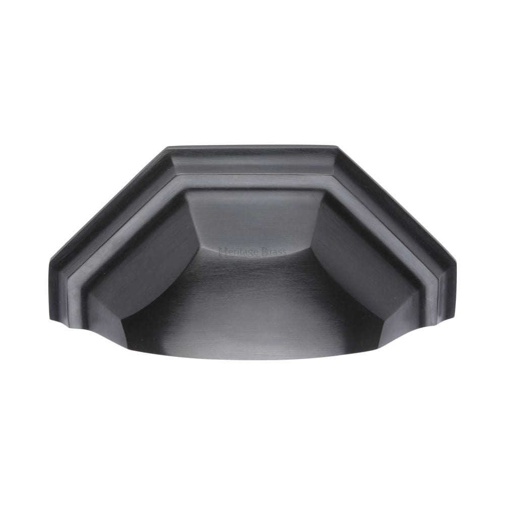 Heritage Brass Cabinet Hardware Matt Black / Cabinet Cup Pulls / 89mm c/c Heritage Brass - Drawer Cup Pull Deco Design 89mm CTC Matt Black Finish