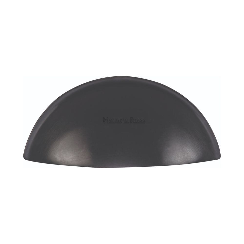 Heritage Brass Cabinet Hardware Matt Black / Cabinet Cup Pulls / 57mm c/c Heritage Brass - Drawer Cup Pull Half Moon Design 57mm CTC Matt Black Finish