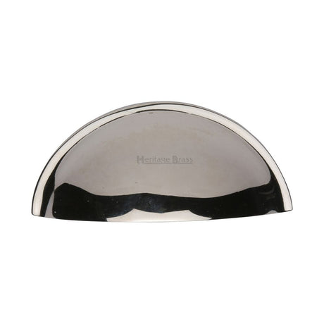 Heritage Brass Cabinet Hardware Polished Nickel / Cabinet Cup Pulls / 57mm c/c Heritage Brass - Drawer Cup Pull Half Moon Design 57mm CTC Polished Nickel Finish