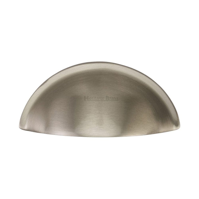 Heritage Brass Cabinet Hardware Satin Nickel / Cabinet Cup Pulls / 57mm c/c Heritage Brass - Drawer Cup Pull Half Moon Design 57mm CTC Satin Nickel Finish
