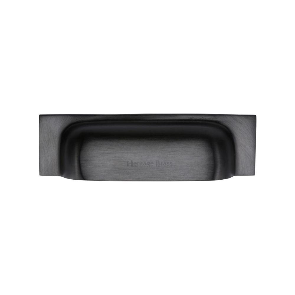 Heritage Brass Cabinet Hardware Matt Black / Cabinet Cup Pulls / 76 / 96mm c/c Heritage Brass - Drawer Cup Pull Military Design 96mm CTC Matt Black Finish