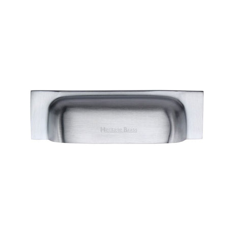Heritage Brass Cabinet Hardware Satin Chrome / Cabinet Cup Pulls / 76 / 96mm c/c Heritage Brass - Drawer Cup Pull Military Design 96mm CTC Satin Chrome Finish
