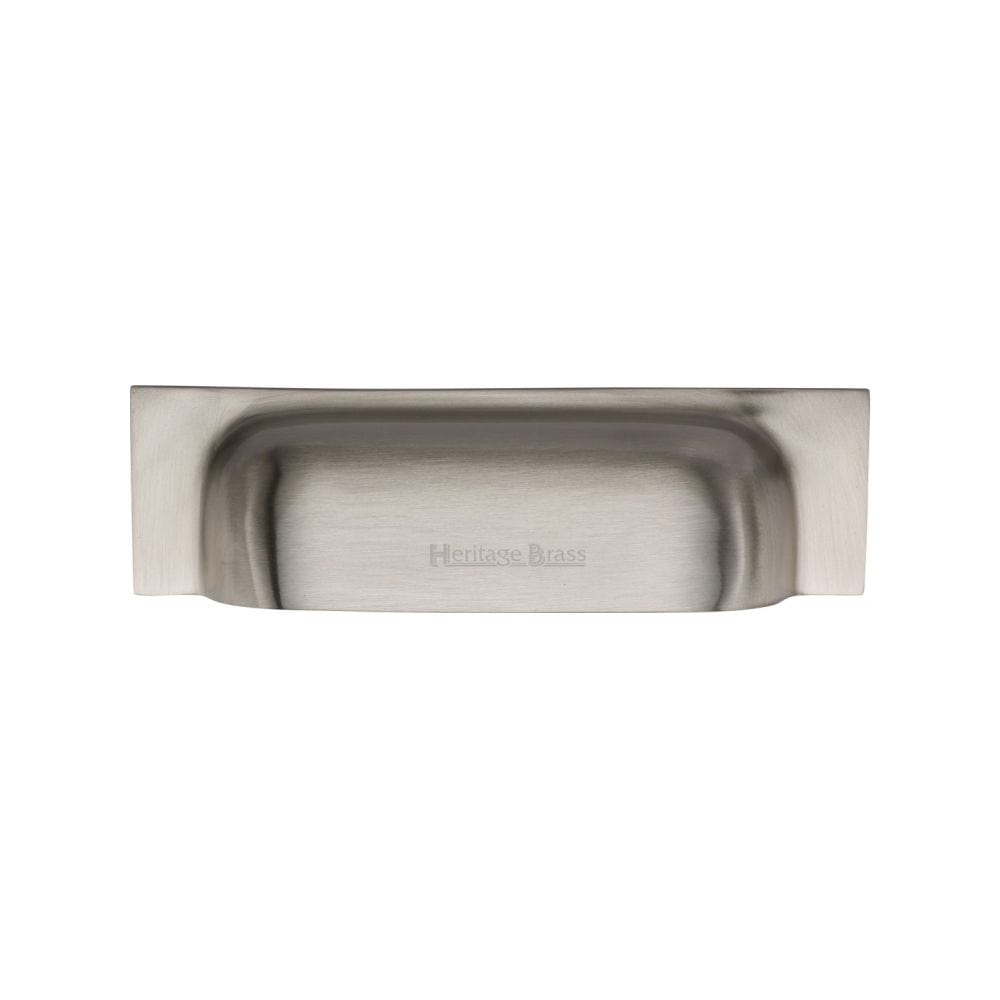 Heritage Brass Cabinet Hardware Satin Nickel / Cabinet Cup Pulls / 76 / 96mm c/c Heritage Brass - Drawer Cup Pull Military Design 96mm CTC Satin Nickel Finish