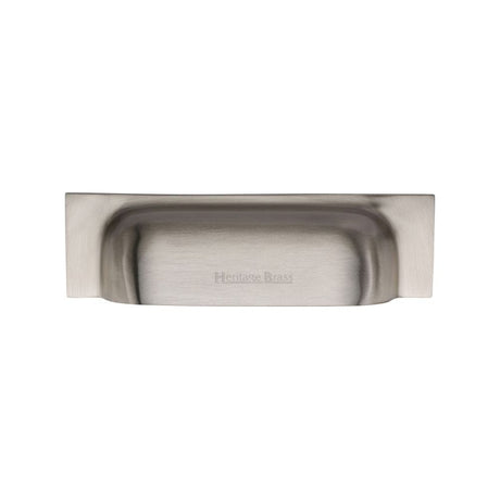 Heritage Brass Cabinet Hardware Satin Nickel / Cabinet Cup Pulls / 76 / 96mm c/c Heritage Brass - Drawer Cup Pull Military Design 96mm CTC Satin Nickel Finish