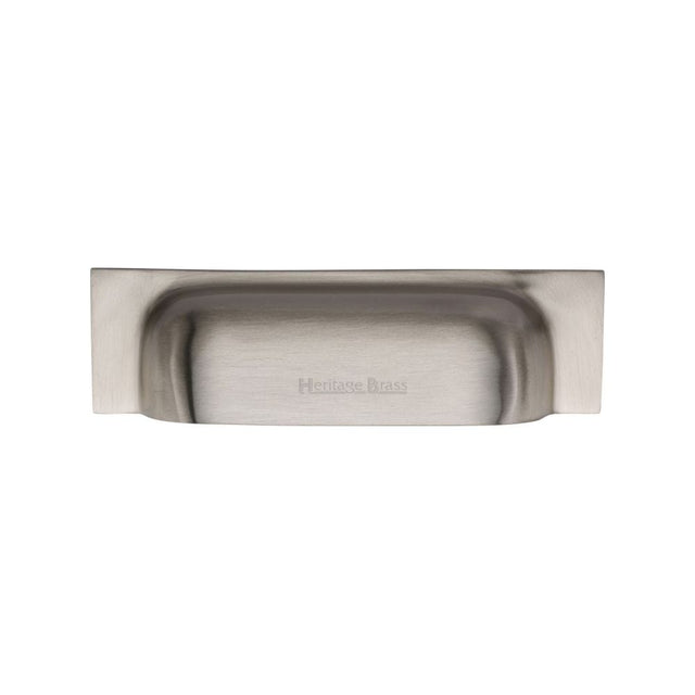 Heritage Brass Cabinet Hardware Satin Nickel / Cabinet Cup Pulls / 76 / 96mm c/c Heritage Brass - Drawer Cup Pull Military Design 96mm CTC Satin Nickel Finish