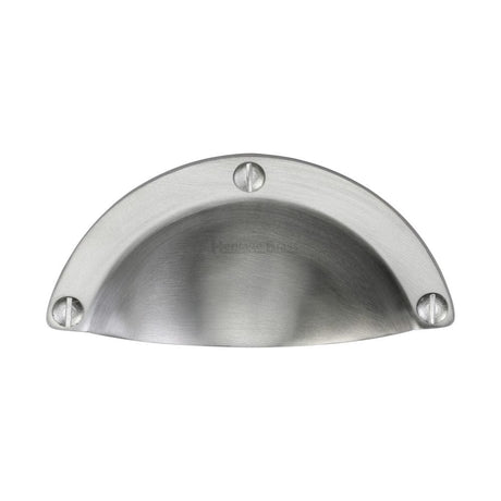 Heritage Brass Cabinet Hardware Satin Chrome / Cabinet Cup Pulls Heritage Brass - Drawer Cup Pull Traditional Design Satin Chrome Finish