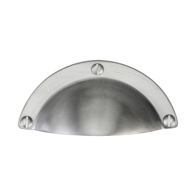 Heritage Brass Cabinet Hardware Satin Chrome / Cabinet Cup Pulls Heritage Brass - Drawer Cup Pull Traditional Design Satin Chrome Finish