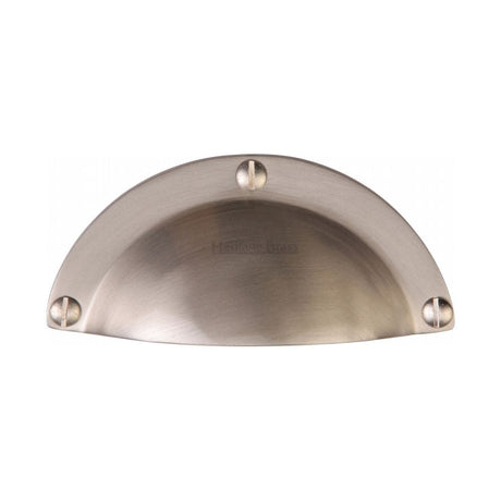 Heritage Brass Cabinet Hardware Satin Nickel / Cabinet Cup Pulls Heritage Brass - Drawer Cup Pull Traditional Design Satin Nickel Finish