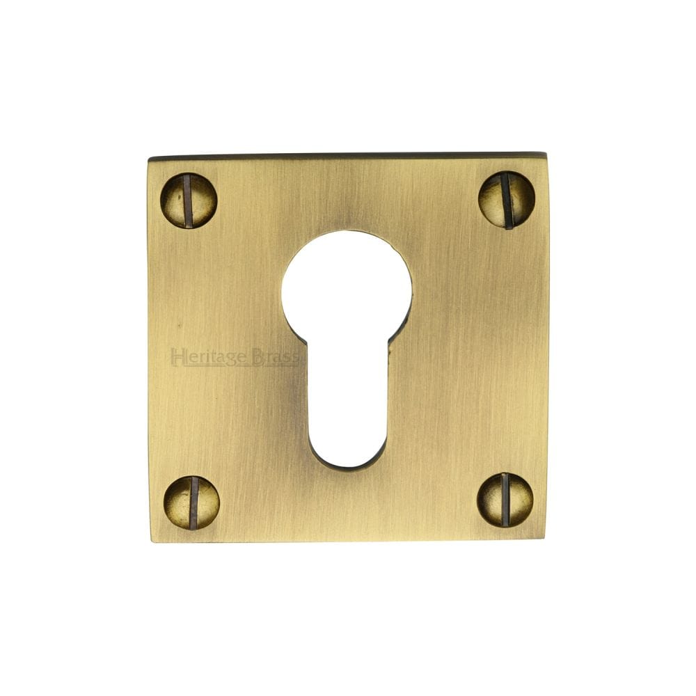 Heritage Brass Door Furniture Antique Brass / Euro Profile Escutcheons Heritage Brass - Euro Profile Cylinder Escutcheon Antique Brass Finish