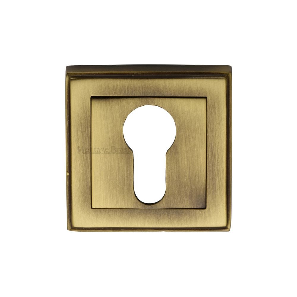 Heritage Brass Door Furniture Antique Brass / Euro Profile Escutcheons Heritage Brass - Euro Profile Cylinder Escutcheon Antique Brass Finish