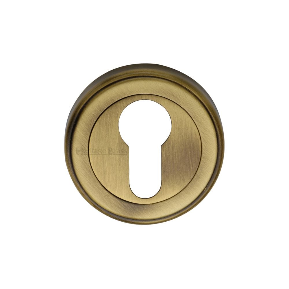 Heritage Brass Door Furniture Antique Brass / Euro Profile Escutcheons Heritage Brass - Euro Profile Cylinder Escutcheon Antique Brass Finish