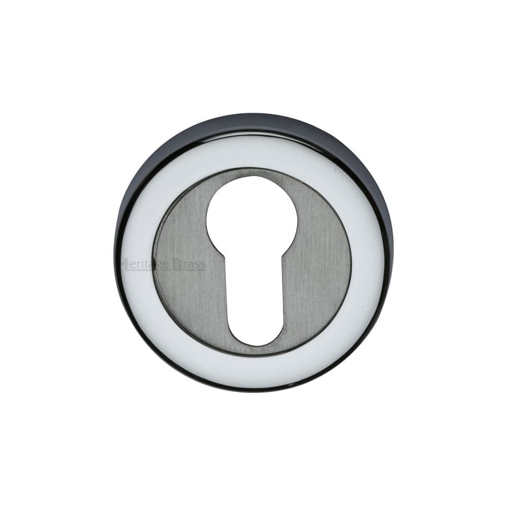 Heritage Brass Door Furniture Apollo Dual Finish,Satin Chrome/Polished Chrome / Euro Profile Escutcheons Heritage Brass - Euro Profile Cylinder Escutcheon Apollo Finish