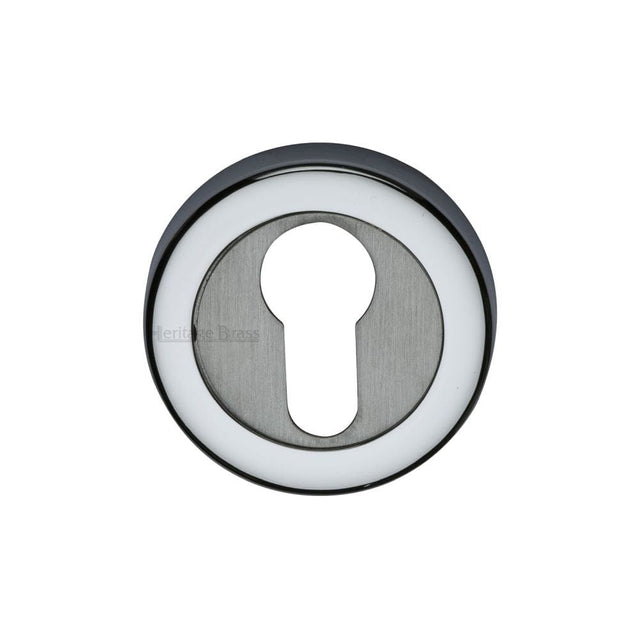 Heritage Brass Door Furniture Apollo Dual Finish,Satin Chrome/Polished Chrome / Euro Profile Escutcheons Heritage Brass - Euro Profile Cylinder Escutcheon Apollo Finish