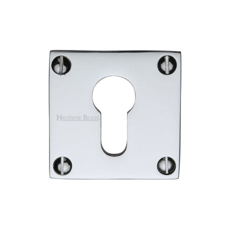 Heritage Brass Door Furniture Polished Chrome / Euro Profile Escutcheons Heritage Brass - Euro Profile Cylinder Escutcheon Polished Chrome Finish