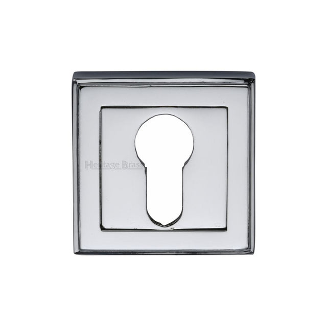 Heritage Brass Door Furniture Polished Chrome / Euro Profile Escutcheons Heritage Brass - Euro Profile Cylinder Escutcheon Polished Chrome Finish