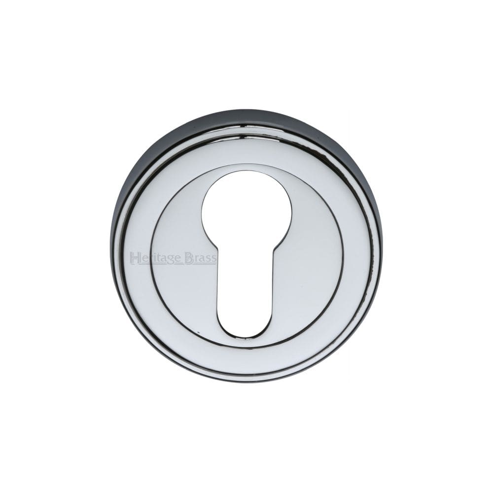 Heritage Brass Door Furniture Polished Chrome / Euro Profile Escutcheons Heritage Brass - Euro Profile Cylinder Escutcheon Polished Chrome Finish
