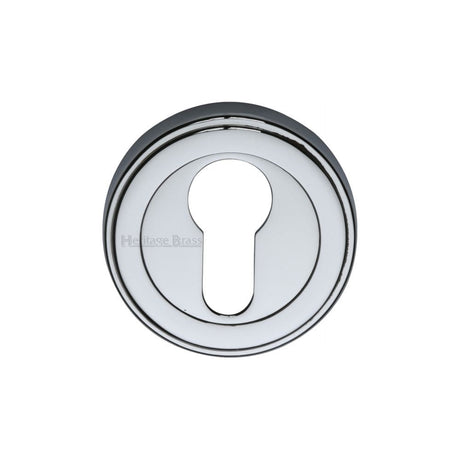 Heritage Brass Door Furniture Polished Chrome / Euro Profile Escutcheons Heritage Brass - Euro Profile Cylinder Escutcheon Polished Chrome Finish