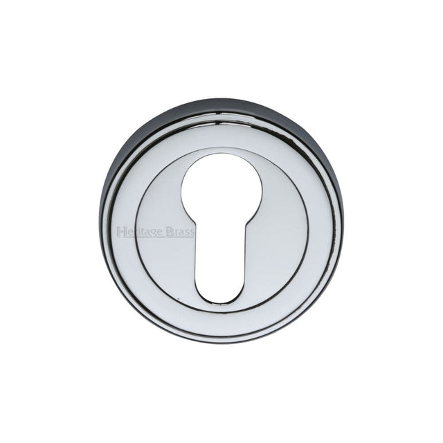 Heritage Brass Door Furniture Polished Chrome / Euro Profile Escutcheons Heritage Brass - Euro Profile Cylinder Escutcheon Polished Chrome Finish