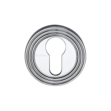 Heritage Brass Door Furniture Polished Chrome / Euro Profile Escutcheons Heritage Brass - Euro Profile Cylinder Escutcheon Polished Chrome Finish