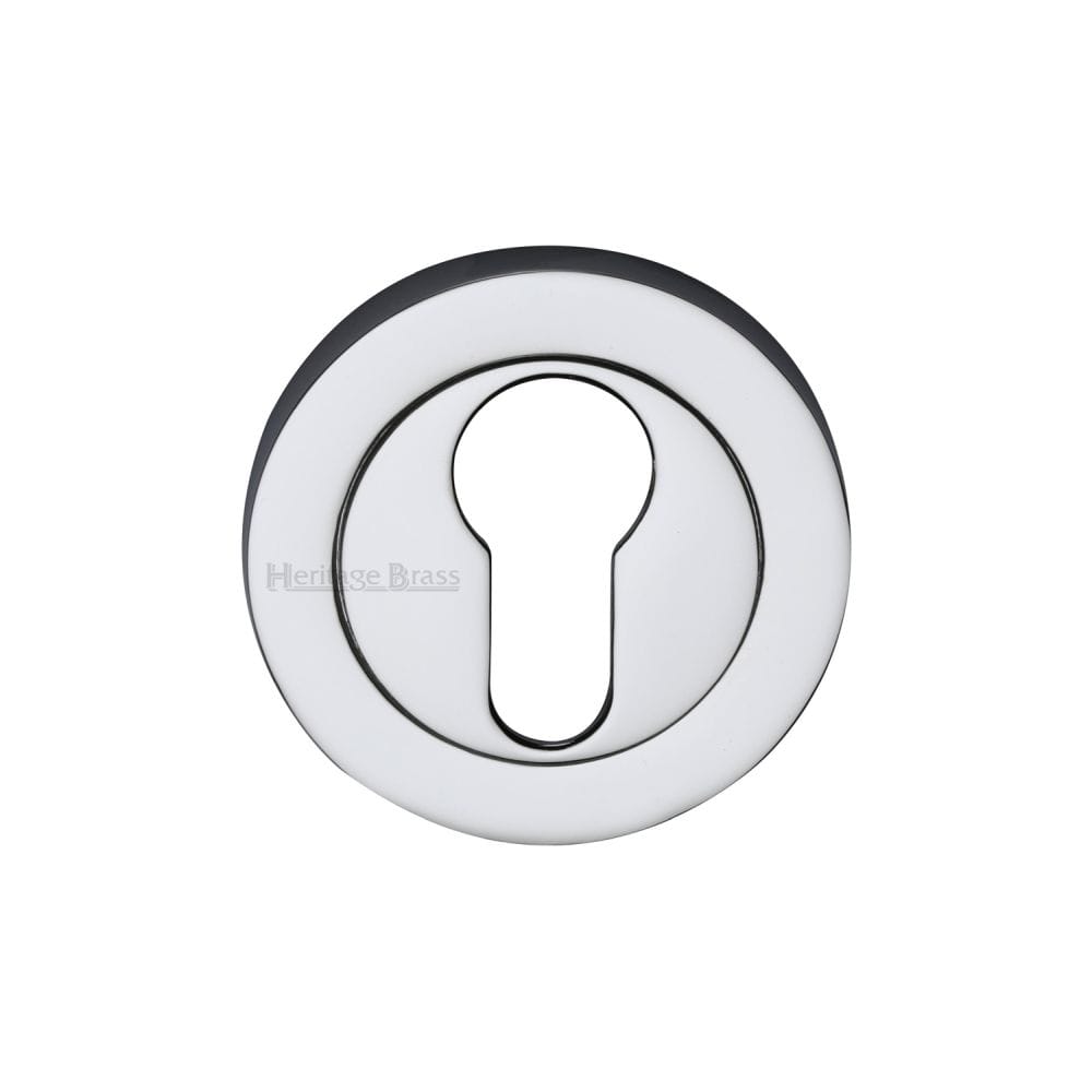 Heritage Brass Door Furniture Polished Chrome / Euro Profile Escutcheons Heritage Brass - Euro Profile Cylinder Escutcheon Polished Chrome Finish
