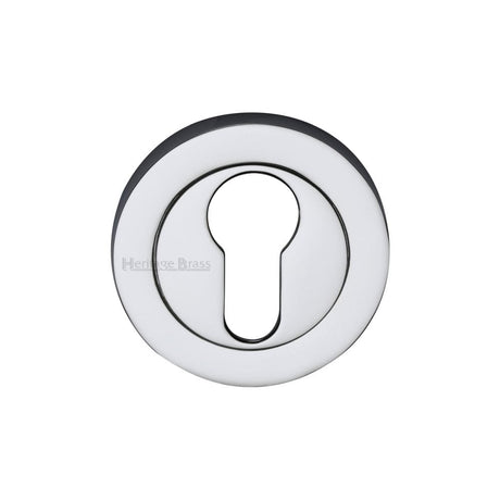 Heritage Brass Door Furniture Polished Chrome / Euro Profile Escutcheons Heritage Brass - Euro Profile Cylinder Escutcheon Polished Chrome Finish