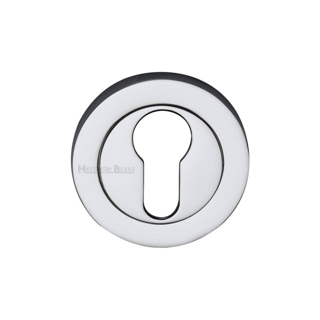 Heritage Brass Door Furniture Polished Chrome / Euro Profile Escutcheons Heritage Brass - Euro Profile Cylinder Escutcheon Polished Chrome Finish