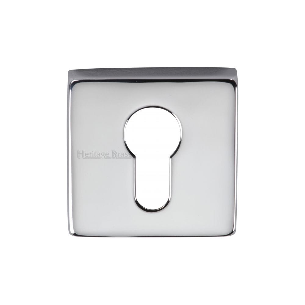 Heritage Brass Door Furniture Polished Chrome / Euro Profile Escutcheons Heritage Brass - Euro Profile Cylinder Escutcheon Polished Chrome Finish