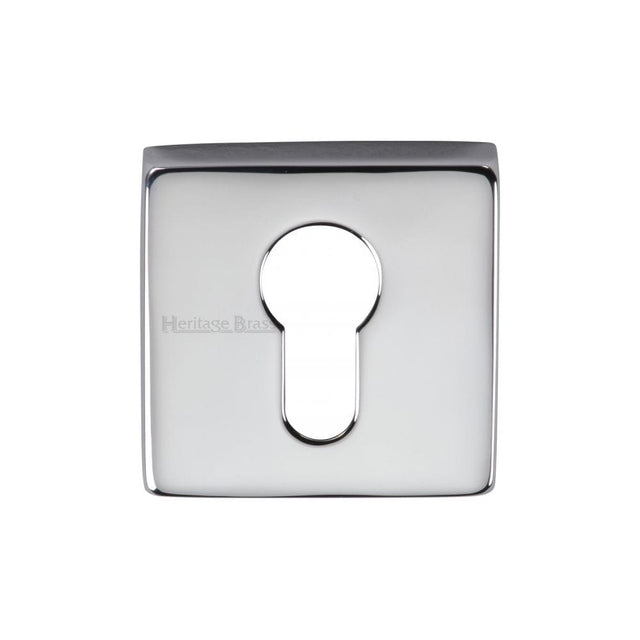 Heritage Brass Door Furniture Polished Chrome / Euro Profile Escutcheons Heritage Brass - Euro Profile Cylinder Escutcheon Polished Chrome Finish